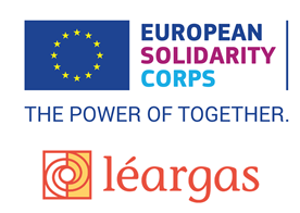 The logos for the European Solidarity Corps and Leargas stacked on top of one another.